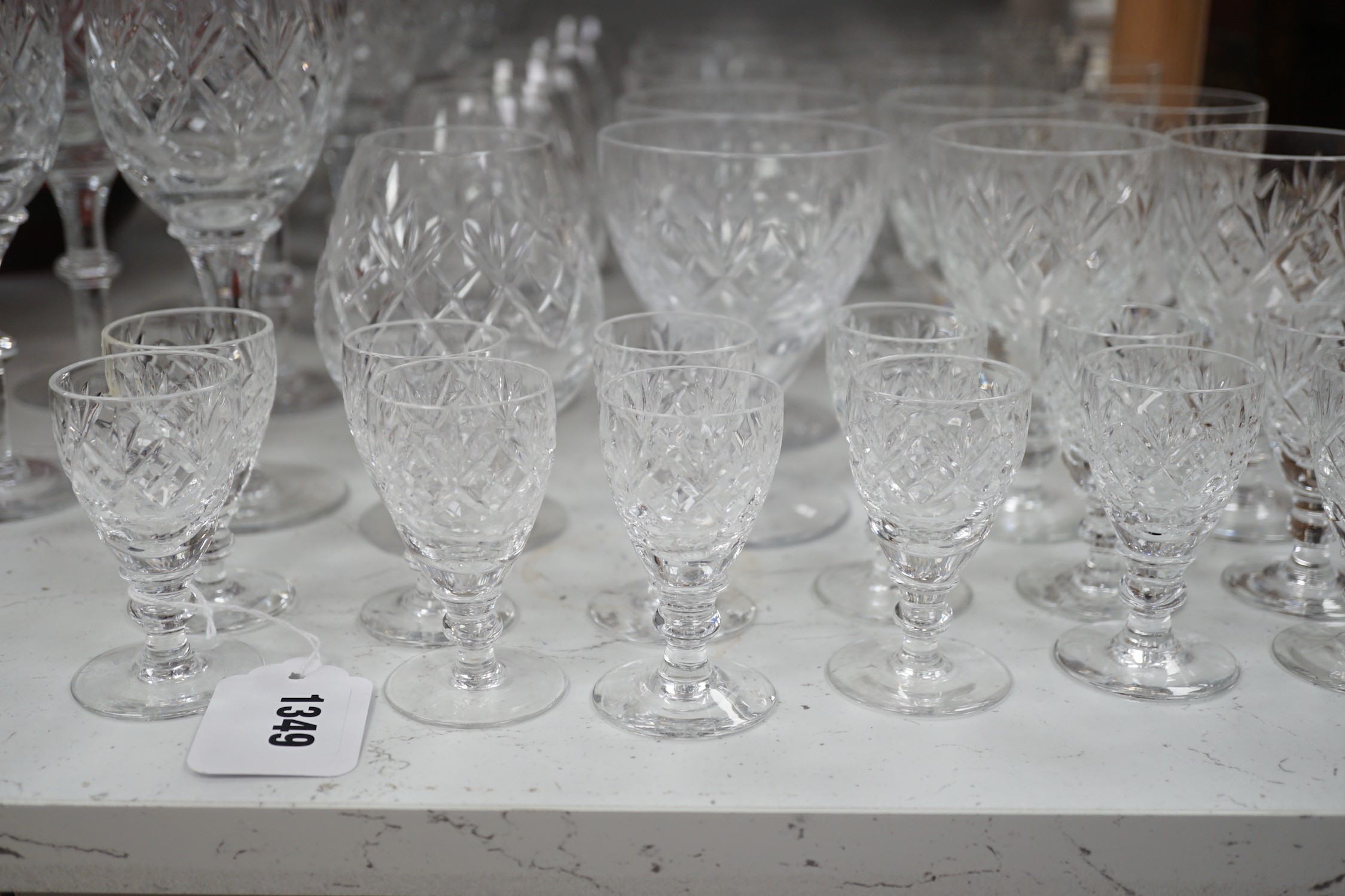 A collection of Royal Doulton glassware, to include: wine glasses, brandy balloons, etc.